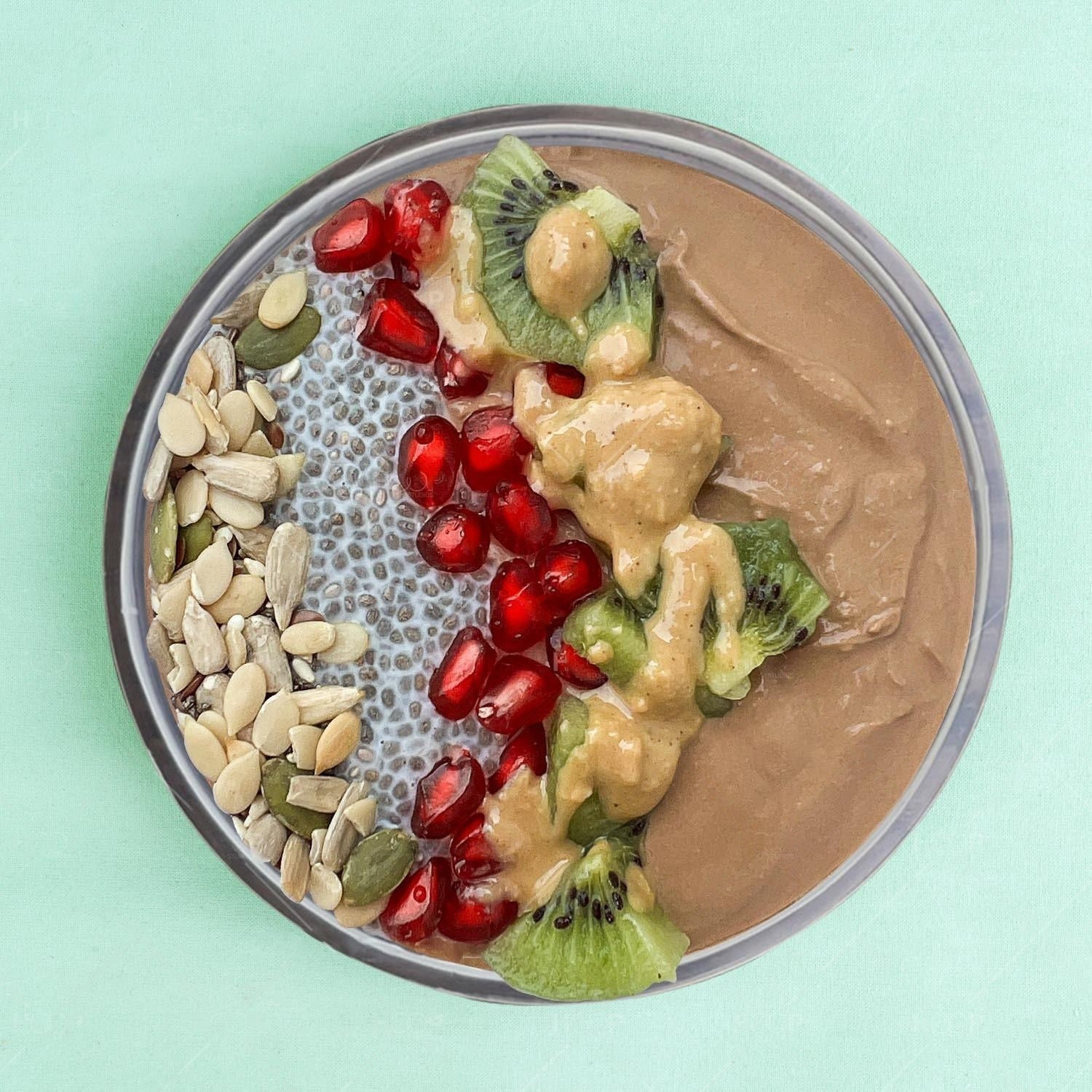 Mocha Chia with Peanut Butter Drizzle