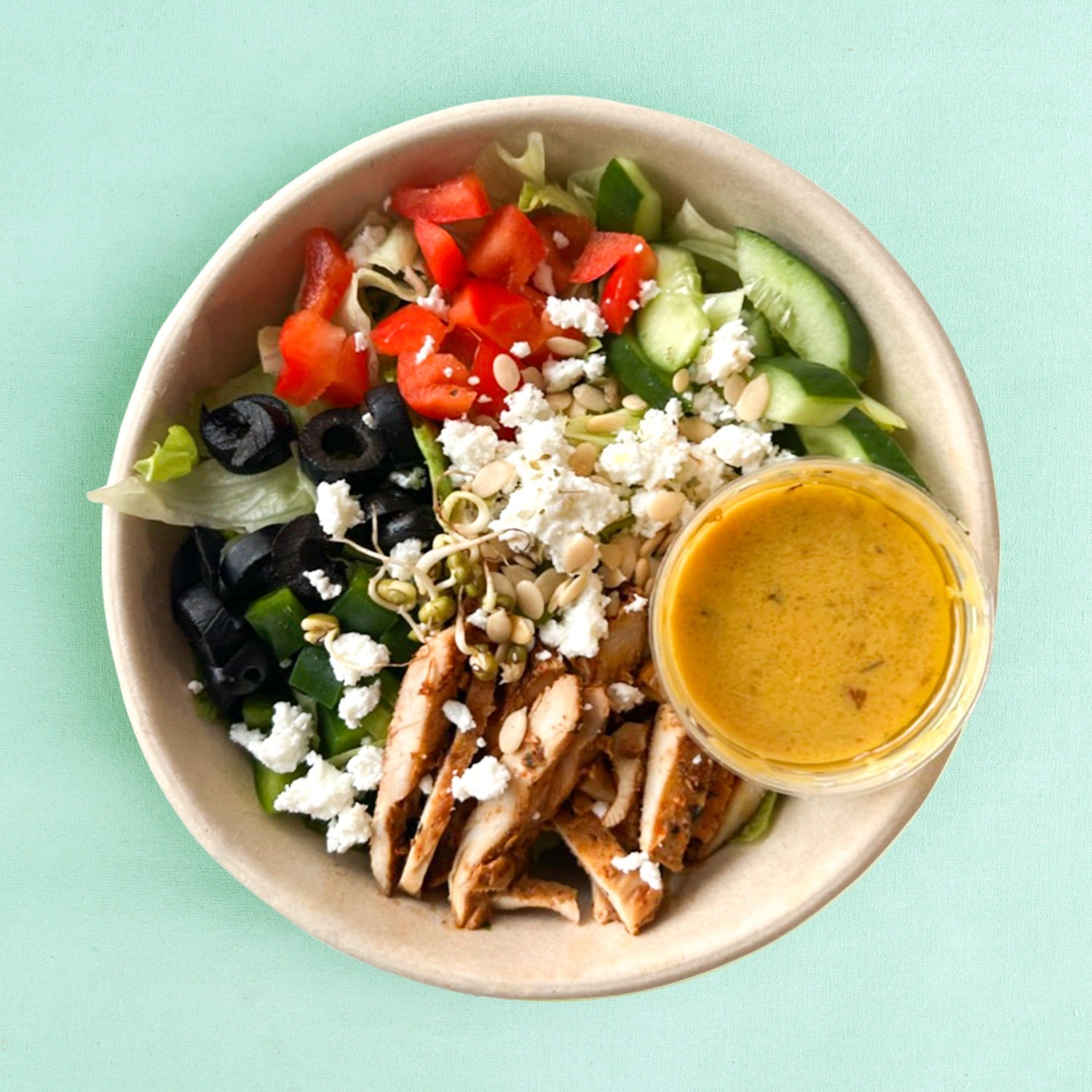 Chicken Mediterranean Salad with Feta and Lime Sauce